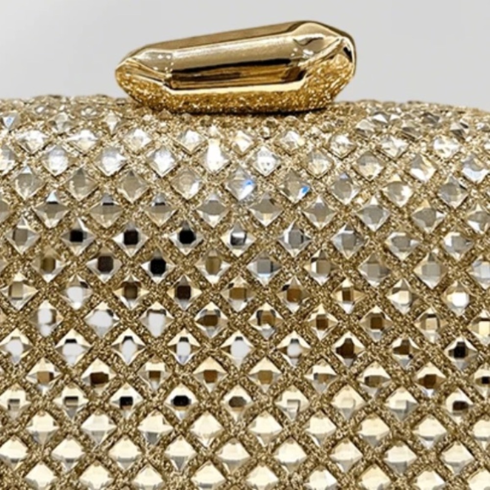 🆕 Gold Rhinestone Clutch Handbag - Picture 8 of 9